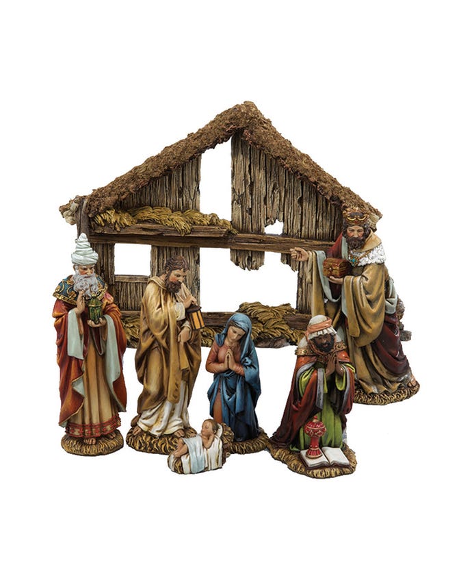 Nativity Set With Stable, 7-Piece Set