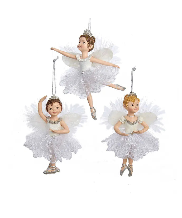 White and Silver Little Ballerina Ornaments