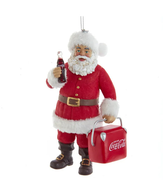 4.5" Fabriché™ Coca-Cola® Santa Holding Cooler Ornament