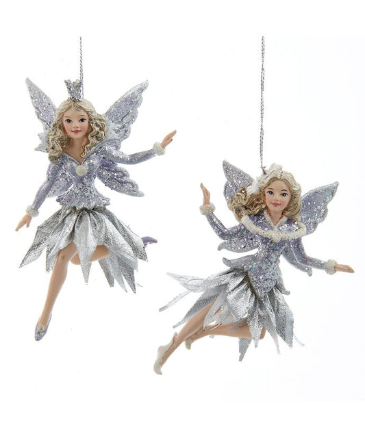 Icy Periwinkle Flying Fairy Ornaments