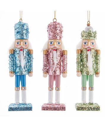 6" Pink, Blue, and Green Nutcracker Ornaments, 3 Assorted