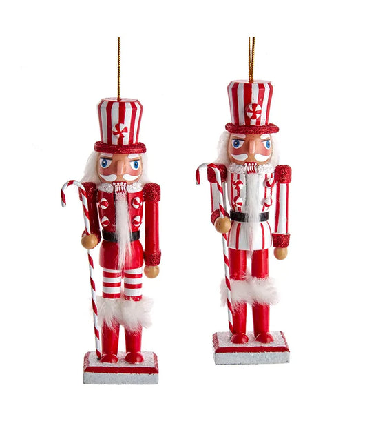 6" Wooden Peppermint Nutcracker Ornaments, 2 Assorted