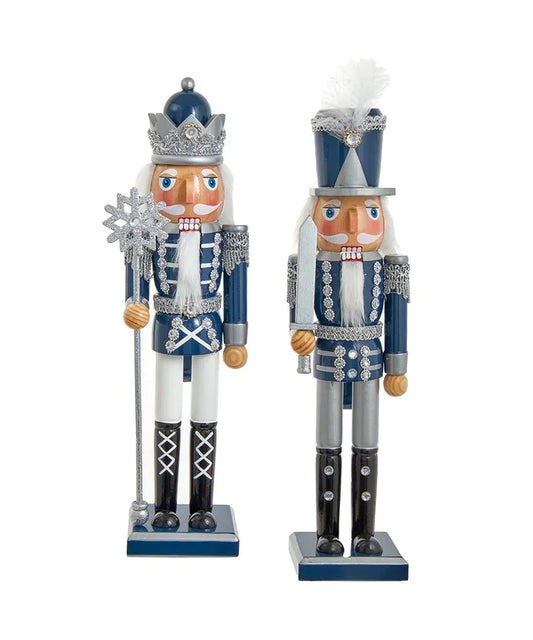 15" Dark Blue and Silver Nutcrackers, 2 Assorted