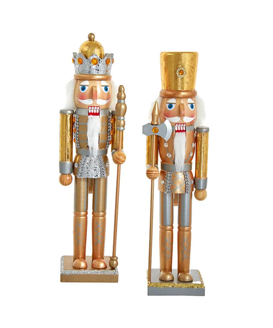 15" Gold and Silver Nutcrackers, 2 Assorted