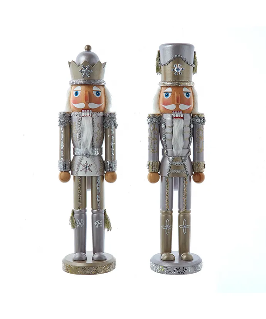 15" Platinum & Silver Nutcrackers, 2 Assorted