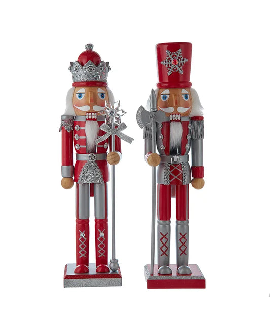 15" Red & Silver Nutcrackers, 2 Assorted