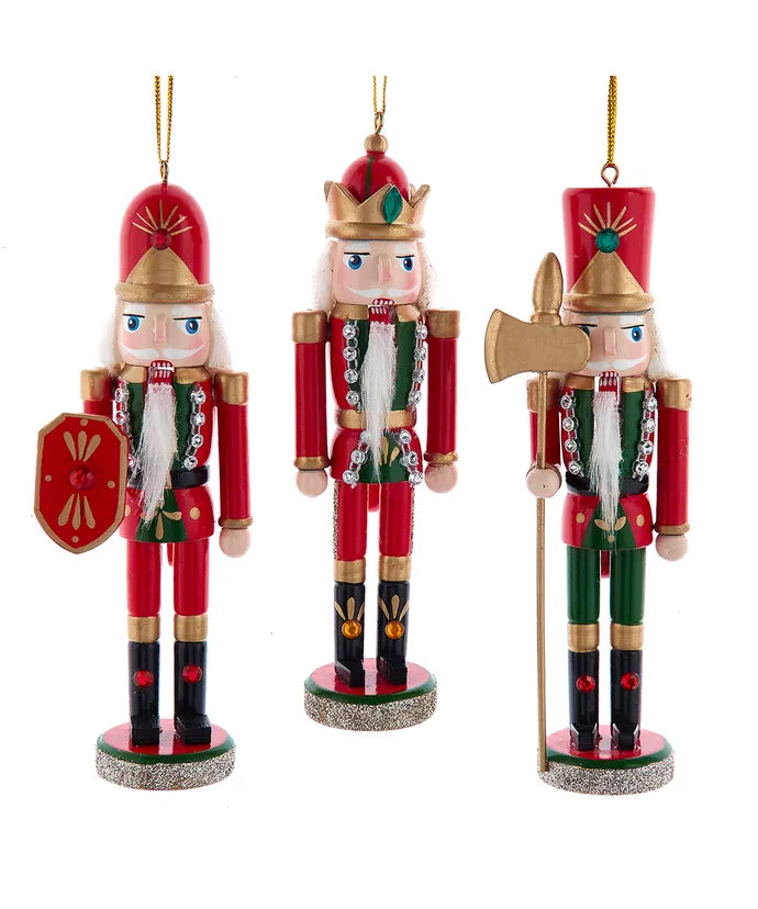 6" Red & Green Nutcracker Ornaments, 3 Assorted