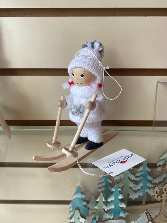 Red Or White Girl Skier Gnome