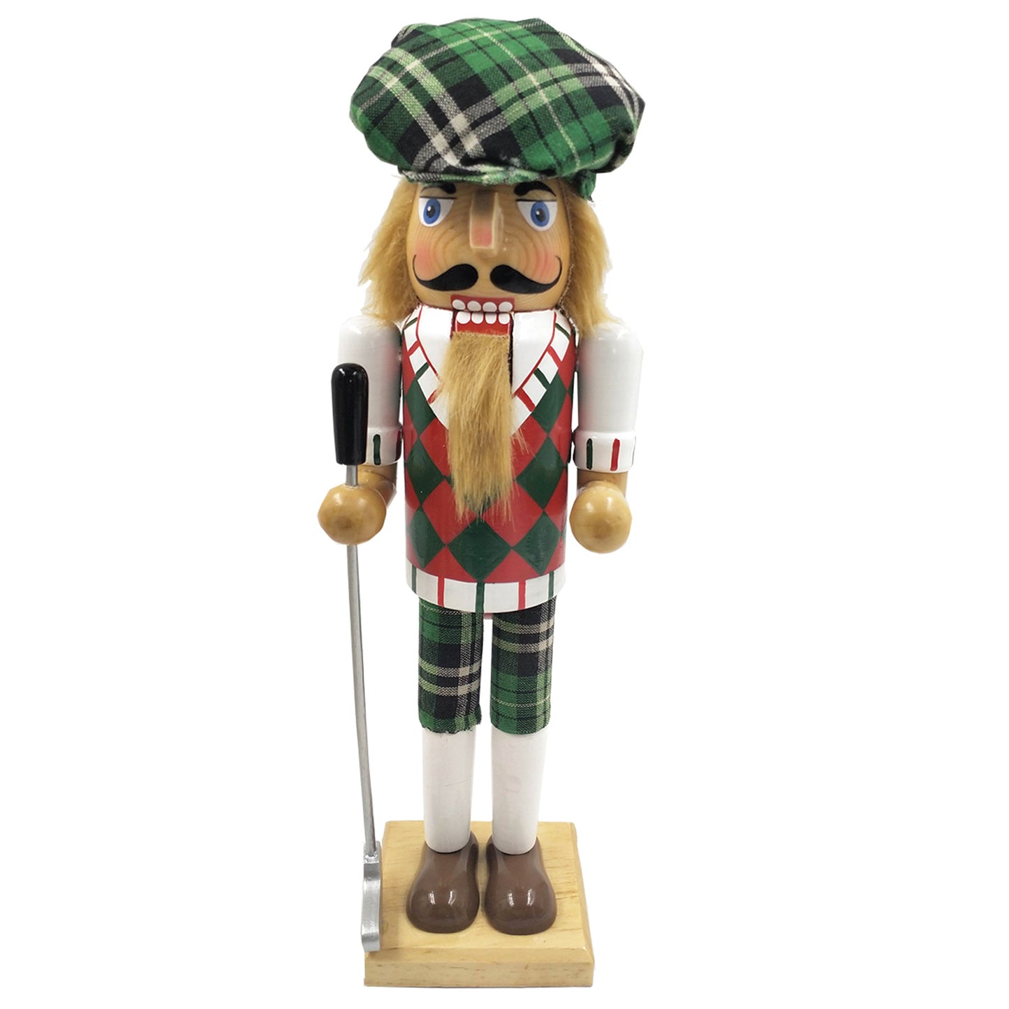 14″ Green Plaid Golfer Nutcracker