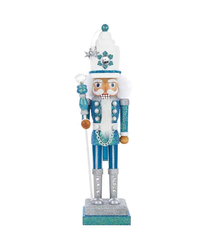 17" Hollywood Nutcrackers™ Turquoise and White Glittered Soldier Nutcracker