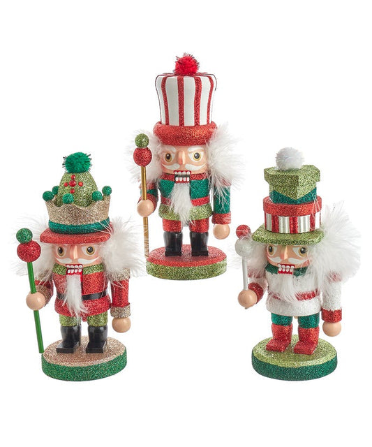 7" Hollywood Nutcrackers™ Red, White & Green Christmas Nutcrackers, 3 Assorted
