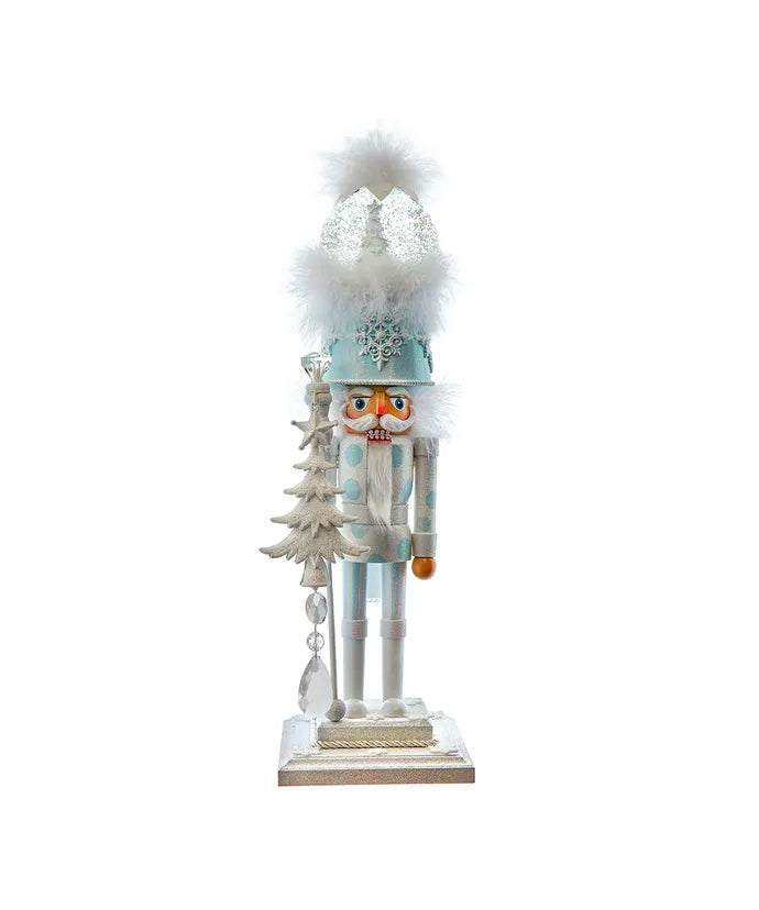 20" Hollywood Nutcrackers™ Battery Operated Lighted Animated Musical White Soldier Water Globe Hat Nutcracker