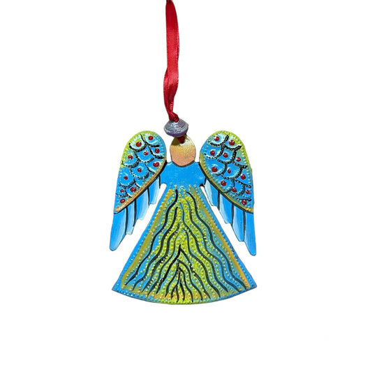 Painted Angel Ornament-Blue
