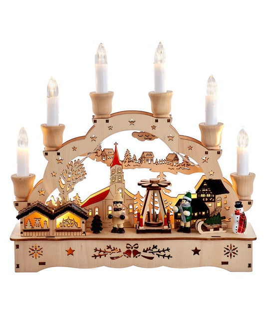 10.25" Wooden LED Light-Up Musical/Motion Christmas Village