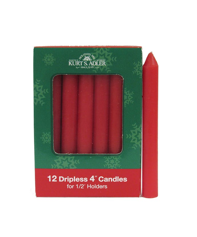 4" Red Candles, 12-Piece Box Set