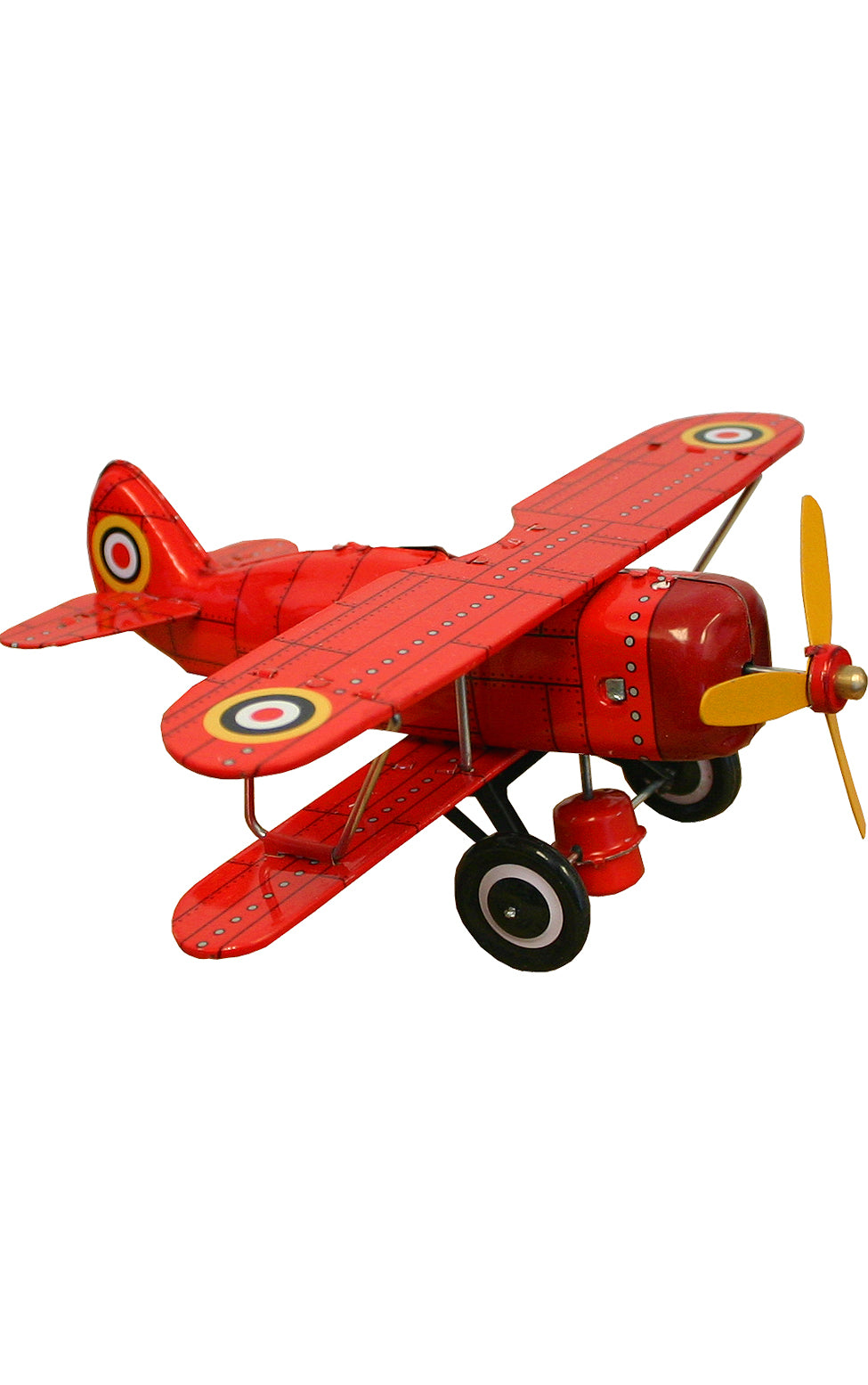 Red "Curtis" biplane - Collectible Tin Toy