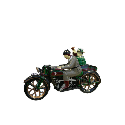 Tin Motorcycle Sidecar Collectible Wind Up Toy