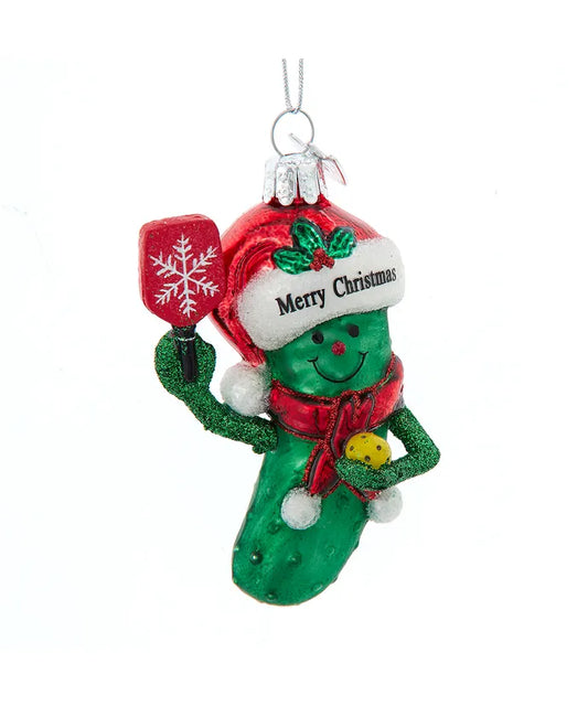 Noble Gems™ Glass Pickleball Pickle With Santa Ornament