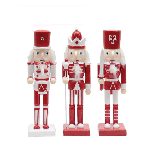 10″ Red and White Nutcrackers, 3 Assorted