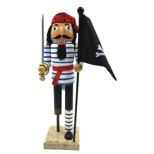 14″ Peg Leg Pirate with Flag Nutcracker