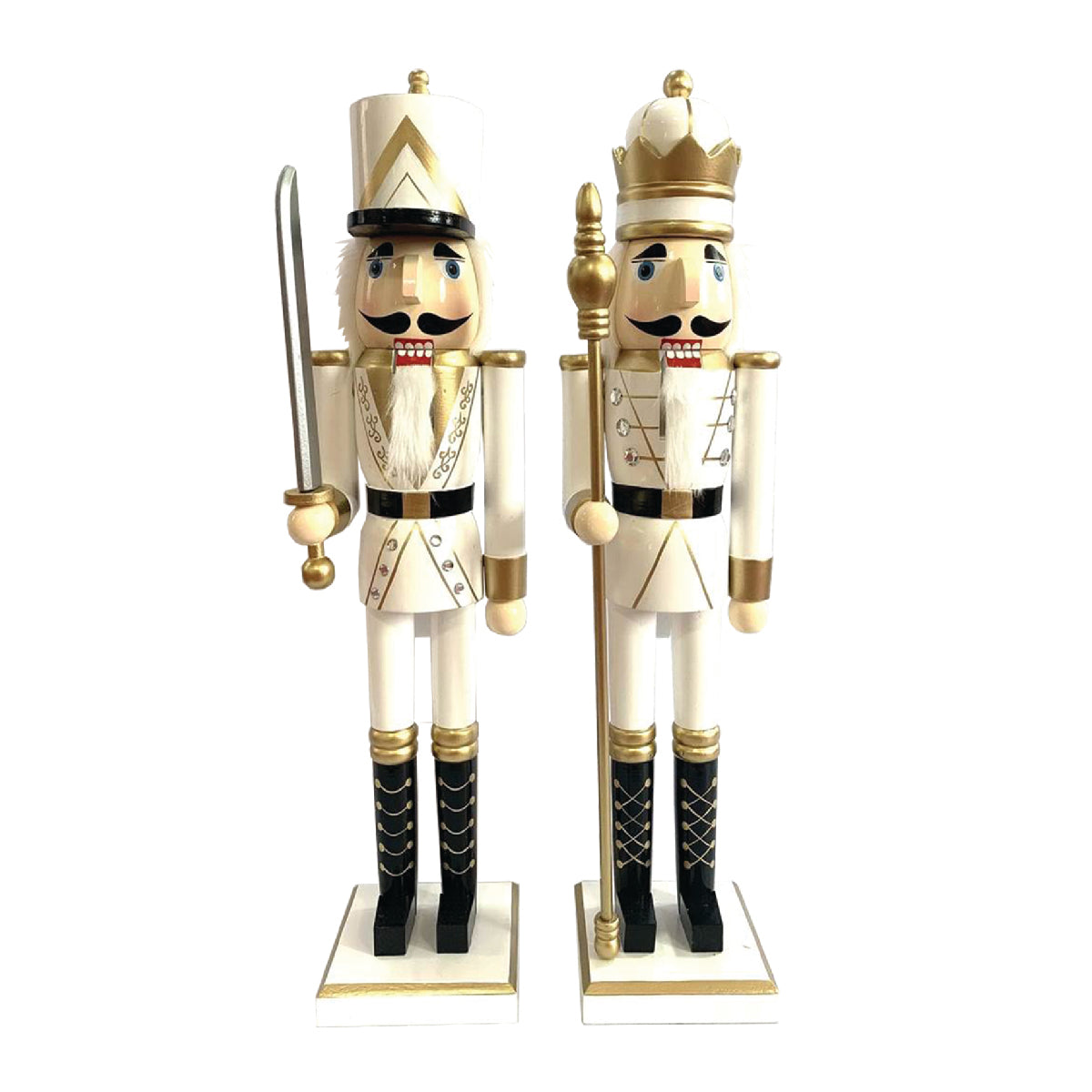 24″ White & Gold King and Guard Nutcrackers, 2 Assorted