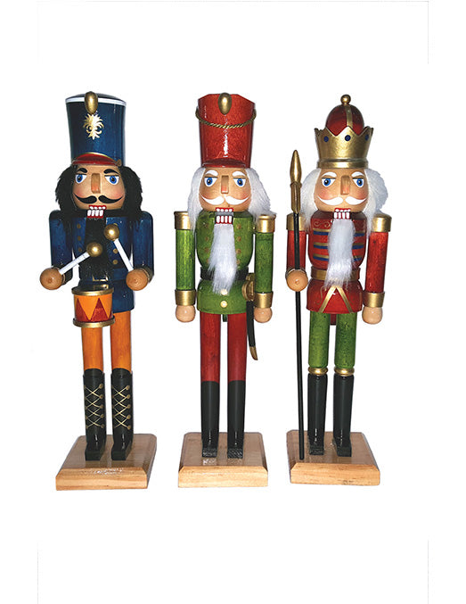 12″ Natural Wood Nutcrackers, 3 Assorted