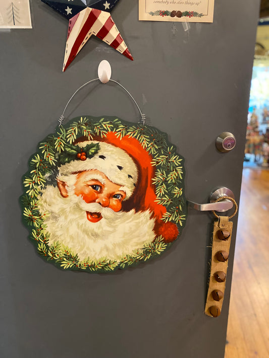 Outdoor Metal Art Santa Wreath Door Hanger